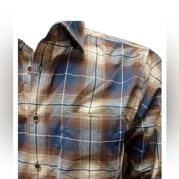 Daniel Hechter Brown  Plaid Long Sleeve Shirt Top Size Medium - Picture 4 of 15